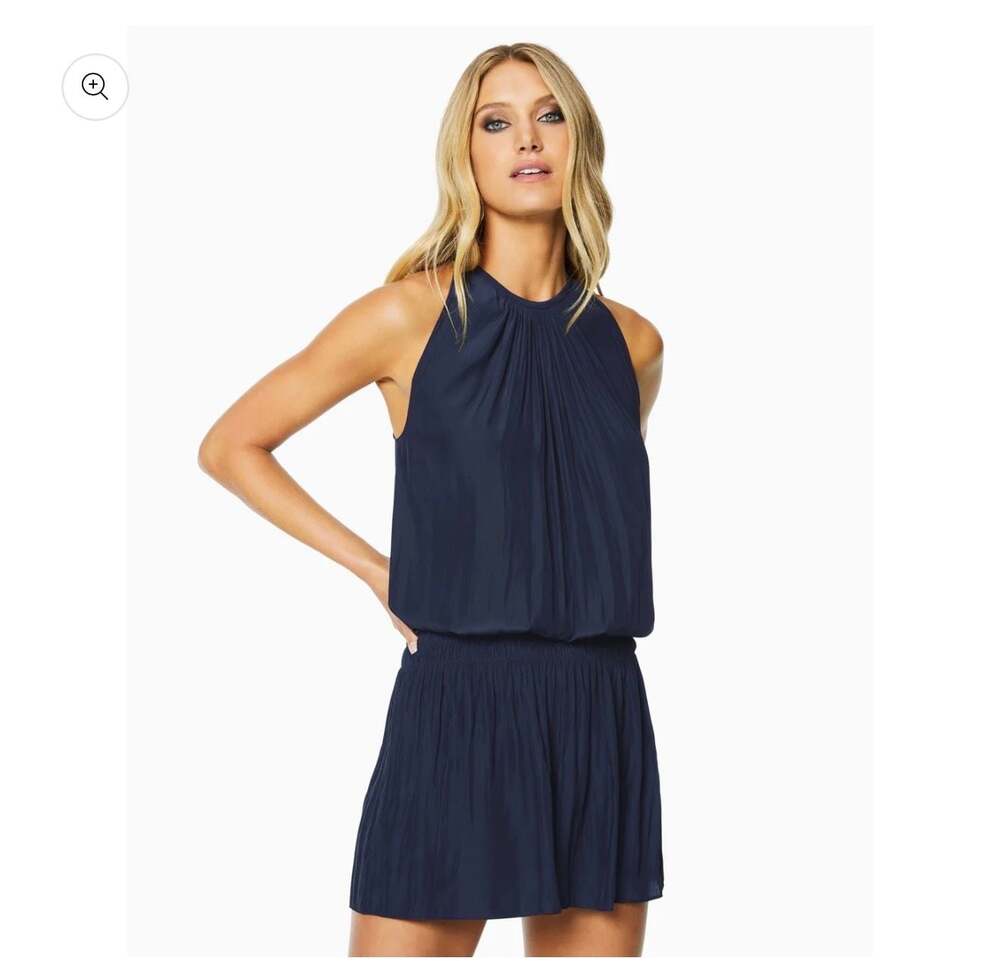 Ramy Brook Paris Sleeveless Smocked Waist Mini Dress Navy Blue small